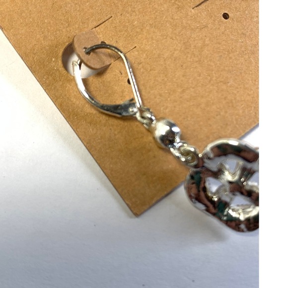 Silver Rhinestone Flower Leverback Earrings Sparkle Vintage Style Jewelry - Picture 4 of 7